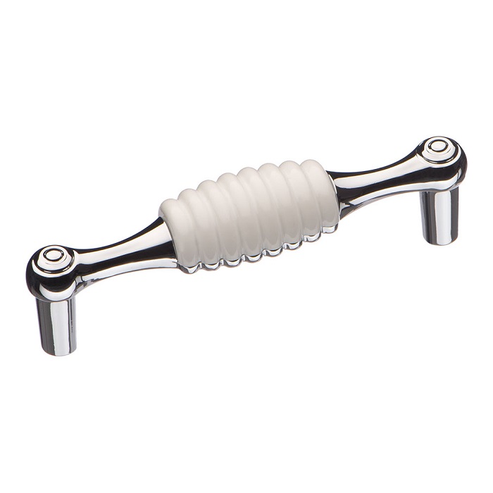 323096MP02ST01 Ручка скоба, глянцевый хром/белый 96 мм