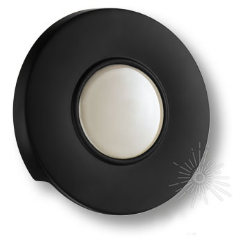 1485-85-PEARL Ручка кнопка керамика с металлом, перламутровый/чёрный