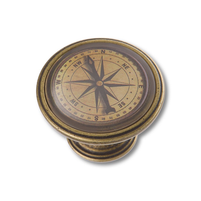 550BR76 Ручка кнопка, компас, старая бронза