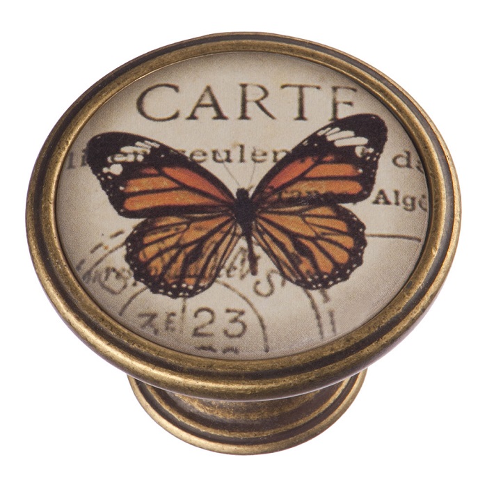 550BR36 Ручка кнопка — бабочка, старая бронза