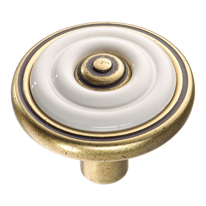 476025MP10PC21 Ручка кнопка, старая бронза/белый