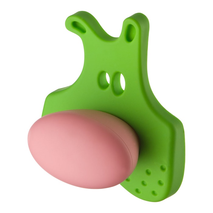 485025ST06/ST02 Ручка кнопка, зелёный медвежонок с розовым носом