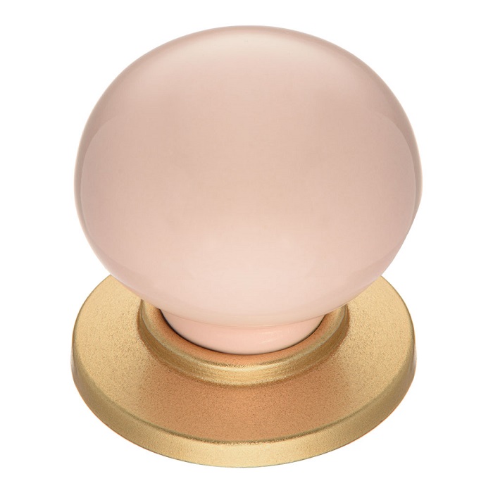 3005-61-PINK Ручка кнопка, матовое золото/розовый