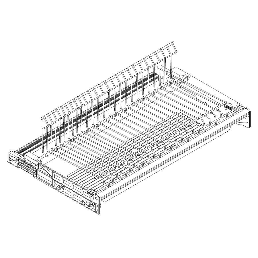 Сушка 1-уровневая в базу 450/16, с рамкой, поддон (пластик), отделка сталь