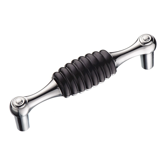 323096MP02ST04 Ручка скоба, глянцевый хром/чёрный 96 мм