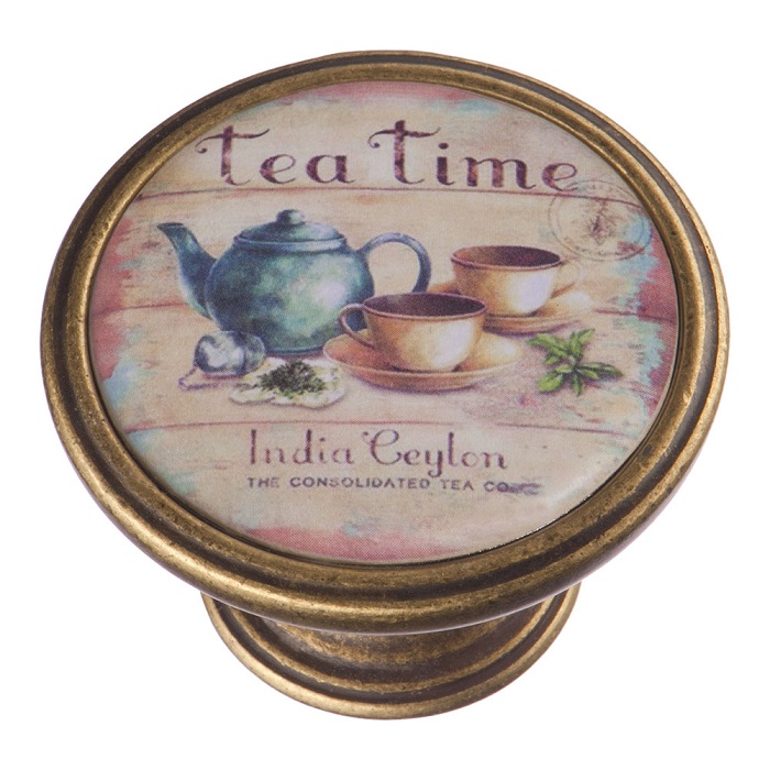 550BR64 Ручка кнопка — TEA TIME, старая бронза