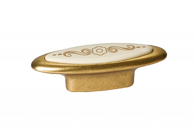 Ручка-кнопка 32мм, бронза античная + вставка