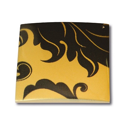 1003.0060.126.904 Ручка кнопка квадратная модерн, чёрный растительный орнамент на золотом фоне 16 мм